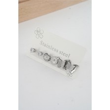 By Zeyna Aksesuar Kadın 316 L Paslanmaz Çelik Kararmaz  6'lı Küpe Seti