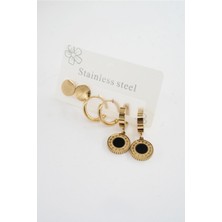 By Zeyna Aksesuar Kadın 316 L Paslanmaz Çelik Kararmaz  6'lı Küpe Seti