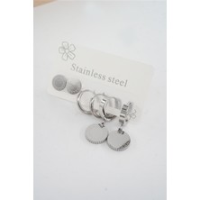 By Zeyna Aksesuar Kadın 316 L Paslanmaz Çelik Kararmaz  6'lı Küpe Seti