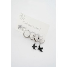 By Zeyna Aksesuar Kadın 316 L Paslanmaz Çelik Kararmaz  6'lı Küpe Seti