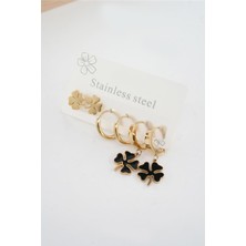 By Zeyna Aksesuar Kadın 316 L Paslanmaz Çelik Kararmaz  6'lı Küpe Seti