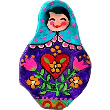 MiniQ's Bijuteri Miniq's Handmade Ahşap Köylü Güzeli Mor Broş