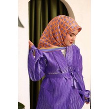 Silk Home Twill Ipek Eşarp Somon Lila Taba Yavruağzı 11424-64