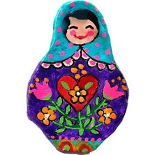 MiniQ's Bijuteri Miniq's Handmade Ahşap Köylü Güzeli Mor Broş