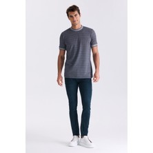 Jakamen Lacivert Slim Fit Bisiklet Yaka T-Shirt