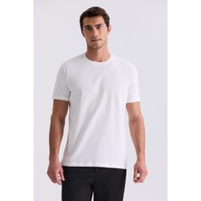 Jakamen Ekru Slim Fit Bisiklet Yaka T-Shirt
