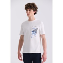 Jakamen Ekru Slim Fit Bisiklet Yaka T-Shirt