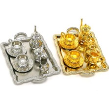 Scentu 10 Adet/takım 1: 12 Dollhouse Mobilya Minyatür Yemek Gereçleri Metal Çay Bardağı Plaka Seti (Yurt Dışından)
