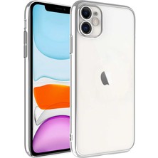 Prolysus iPhone 11 - Uyumlu Sert Pc Renkli Çerçeveli Zore Riksos Kapak-Gümüş