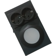 Full Reyon Antrasit Metal Kasa, Çift Prizli, Aç - Kapa Düğmeli, 2,5 Watt Günışığı Ledli Tezgah - Dolap Armatürü