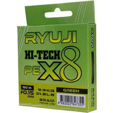Ryuji Hi-Tech X8 150M Green Ip Misina 9.9kg Çekeri 0.15mm Kalınlık Dayanıklı Braid