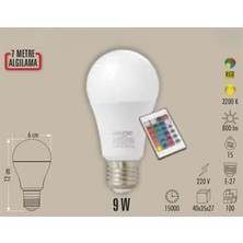 Linway Rgb LED Ampul Kumandalı Gunisigi 9W