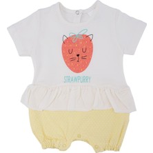 Bebelop Kız Bebek Meyve Baskılı Çıtçıtlı Fırfırlı Yazlık Kısa Tulum