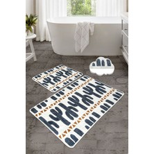 Chilai Home Cactus Time 2'li Set Banyo Halısı, Paspas Kaymaz Tabanlı Djtbanyo