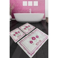 Chilai Home With Flower Banyo Halısı 3'lü Set Djtbanyo