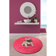 Chilai Home Pınk Pug Djt Çap 100 Cm Banyo Halısı