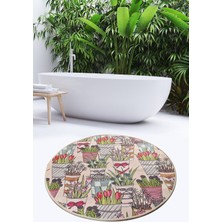 Chilai Home Flowerpot Dijital Çap 100 Cm Banyo Halısı Djt
