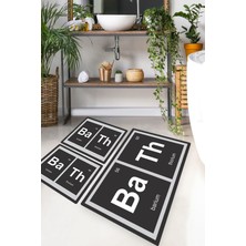Chilai Home Barıum Thorıum 3'lü Set Banyo Halısı Banyo Paspası Djtbanyo