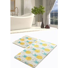 Chilai Home Ananas 2'li Set Banyo Halısı Yıkanabilir, Kaymaz Taban Djtbanyo