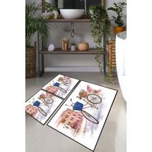 Chilai Home Dance Street 3'lü Set Banyo Halısı Banyo Paspası Djtbanyo