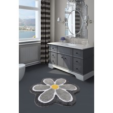 Chilai Home Flower Gri Çap 90 Cm Banyo Halısı Akrilik