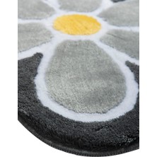 Chilai Home Flower Gri Çap 90 Cm Banyo Halısı Akrilik