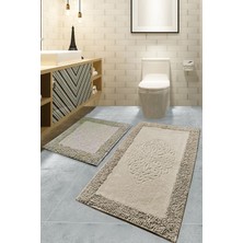 Chilai Home Piante Cotton Bej 2'li Set 60x100 Cm 50x60 Cm Banyo Halısı, Paspas Tpmk