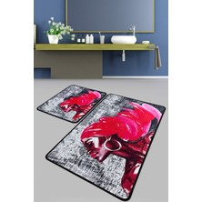Chilai Home Pink Hair Banyo Halısı 2'li Set Banyo Paspası Kaymaz Tabanlı Klozet Takımı Djtbanyo