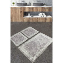 Chilai Home Silencio Banyo Halısı 3'lü Set Banyo Paspası Kaymaz Tabanlı Klozet Takımı Djtbanyo