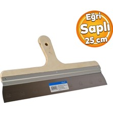 Badem10 Ahşap Eğri Saplı Metal Macun Spatula Temizlik Boya Sıva Kazıma Harç Karıştırma Ispatulası 25 cm