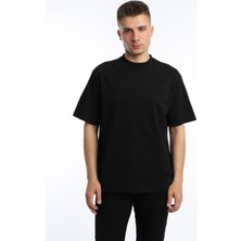 Polo State Erkek Oversize Fit Bisiklet Yaka Basic Tişört Siyah