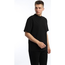 Polo State Erkek Oversize Fit Bisiklet Yaka Basic Tişört Siyah