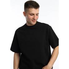 Polo State Erkek Oversize Fit Bisiklet Yaka Basic Tişört Siyah
