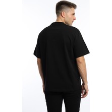 Polo State Erkek Oversize Fit Bisiklet Yaka Basic Tişört Siyah