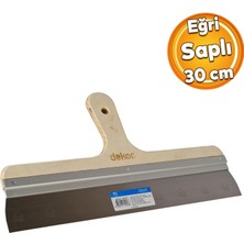 Badem10 Ahşap Eğri Saplı Metal Macun Spatula Temizlik Boya Sıva Kazıma Harç Karıştırma Ispatulası 30 cm