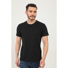 Polo State Erkek Bisiklet Yaka Regular Fit Carbon Fırçalı Tişört Siyah