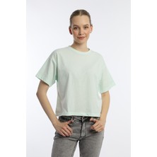 Polo State Kadin Oversize Fit Crop Tişört Yeşil