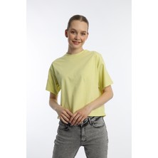 Polo State Kadin Oversize Fit Crop Tişört Sarı