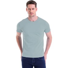 Hatemoğlu Mavi Regular Fit Düz 100% Pamuk Bisiklet Yaka Tişört