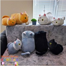 NB Market Siyah Kedi Hayvan Model Yastık Peluş Oyuncak 25-28CM Uyku Arkadaşı