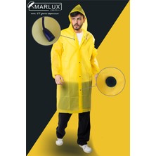 Marlux Unisex Su Rüzgar Geçirmez Kapüşonlu Lacivert Çıtçıt Düğme Eva Sarı Lacivert Yağmurluk 24MRLXYGM