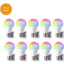 Noas YL95-9029-T10 9W Kumandalı Rgbw LED Ampul - Dim Edilebilir - Hafızalı E27 Duylu 810 Lümen 10'lu Paket