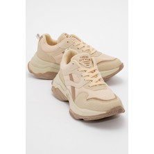 Ccway Bağcıklı Kadın Spor Ayakkabı Ekru Kahve