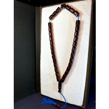 Anemore Collection Çubuk Kehribar Tesbih Koyu Bordo Renkli Kapsül Kesim Büyük Boy T-146