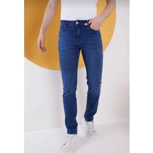 Lina Trend Erkek Mavi Düz Klasik Rahat Kesim Regular Fit Likralı Kot Jeans