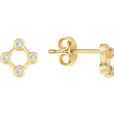 Altın Sepeti Altın Dört Taşlı Trend Küpe