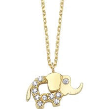 Altın Sepeti Altın Taşlı Mini Fil Kolye