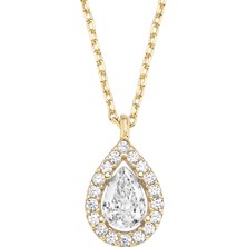 Altın Sepeti Gümüş Gold Renk Anturajlı Damla Kolye