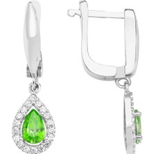 Altın Sepeti Gümüş Yeşil Damla Anturaj Küpe