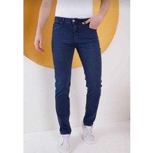 Lina Trend Erkek Lacivert Düz Klasik Rahat Kesim Slim Fit Likralı Kot Jeans